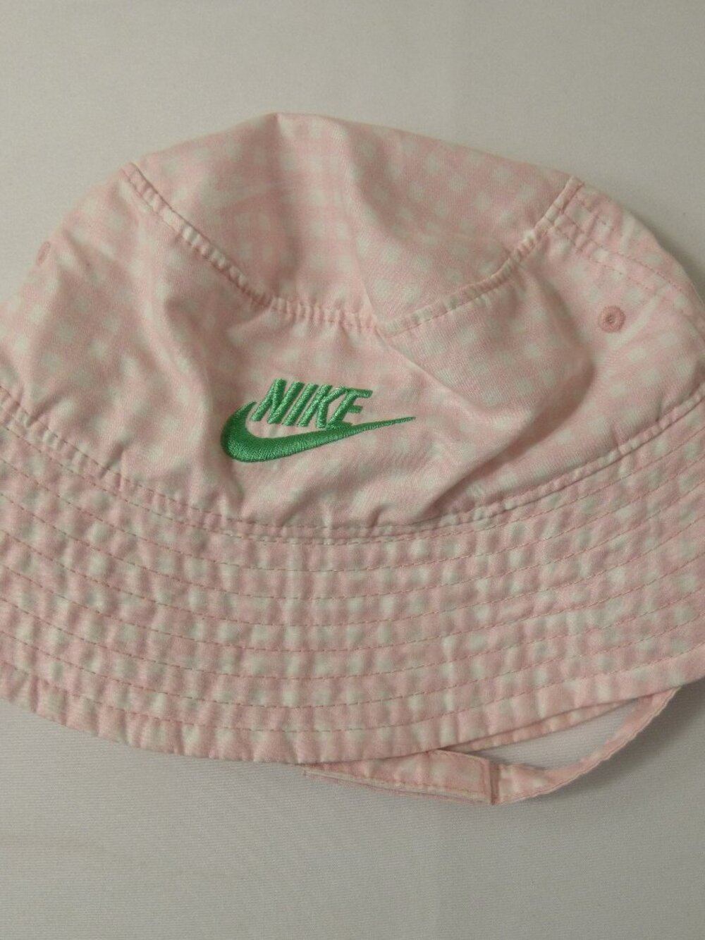 Nike Toddler Pink and White Check Sun Hat